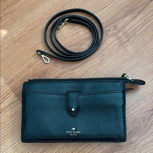 Kate Spade Black Leather Crossbody Wallet